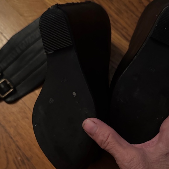 Jeffrey Campbell Black Wedge Shoes with Buckle Detail - Picture 6 of 9